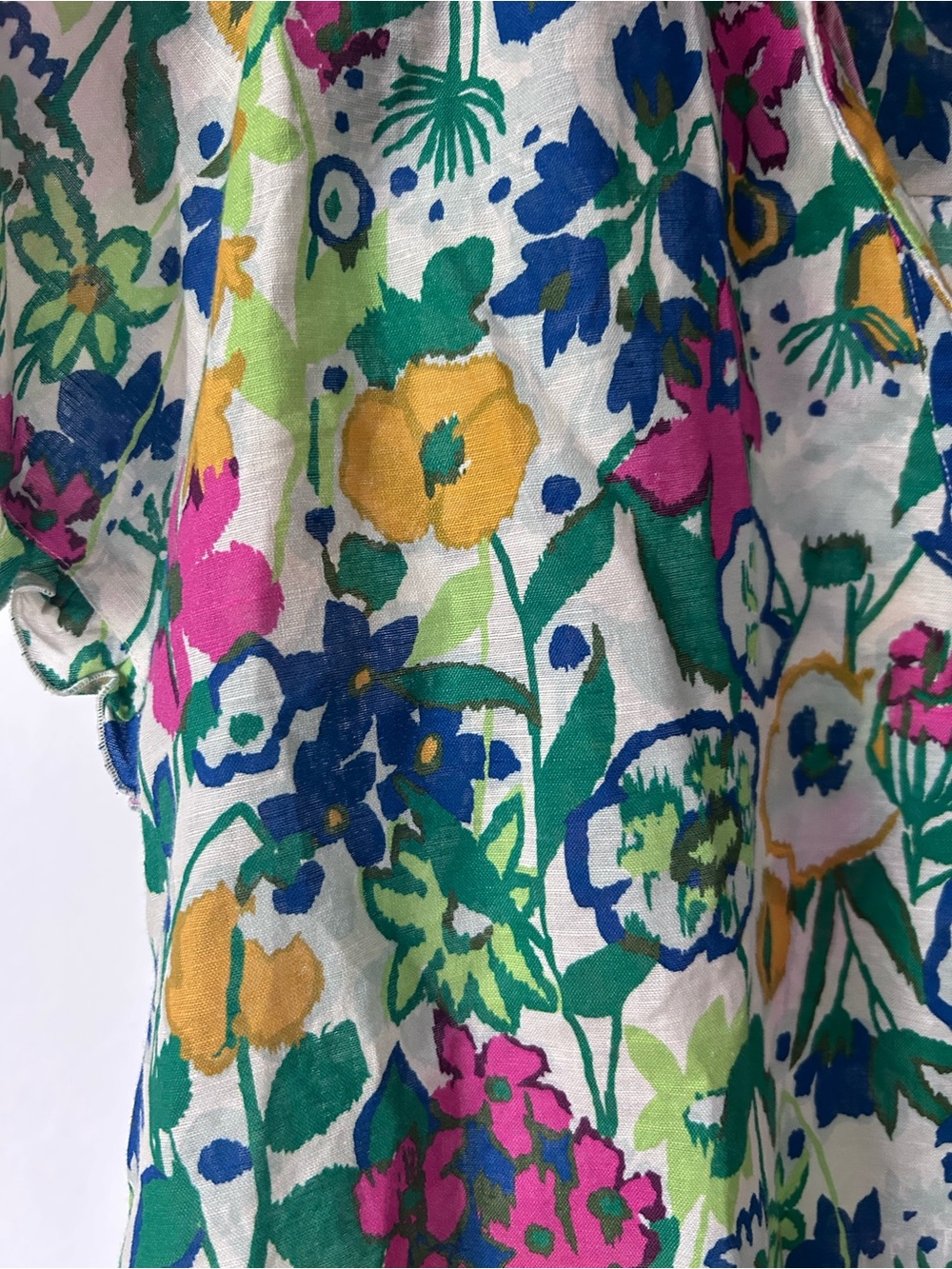 Elliott Lauren Bright Floral Short Sleeve Blouse - Green, Pink, Blue, Yellow - Picture 3 of 8
